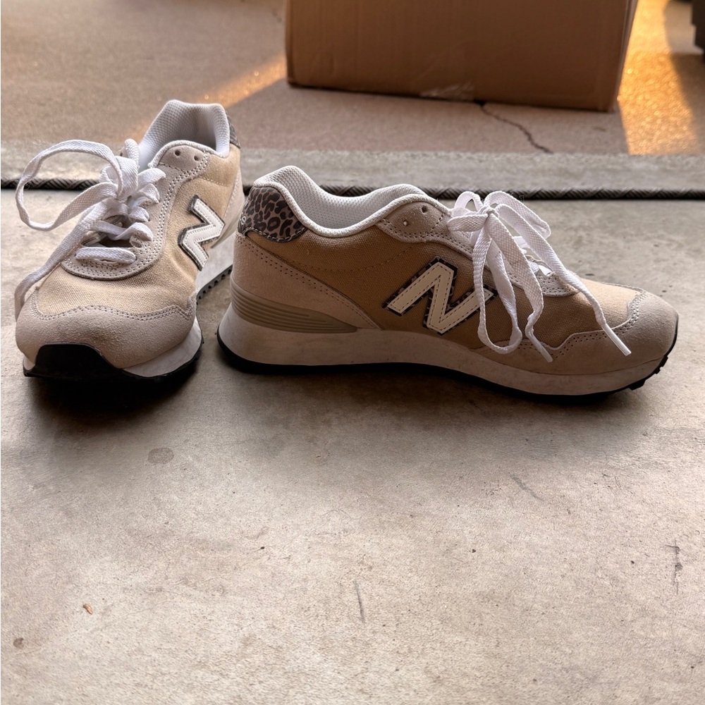New Balance Tan and White Athletic Shoes